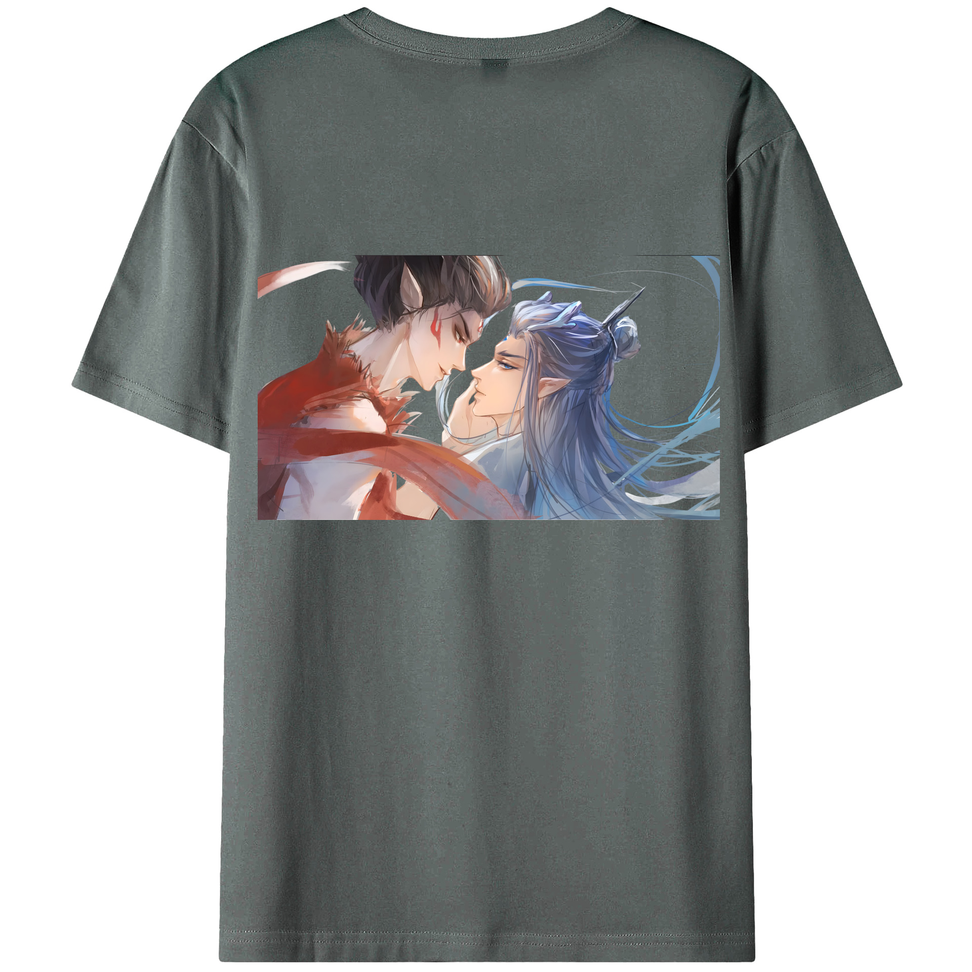 （画像用） Ne Zha 2 ナタ 魔童の大暴れ 綿100％ メンズ半袖Tシャツ（バックプリント） 通気性